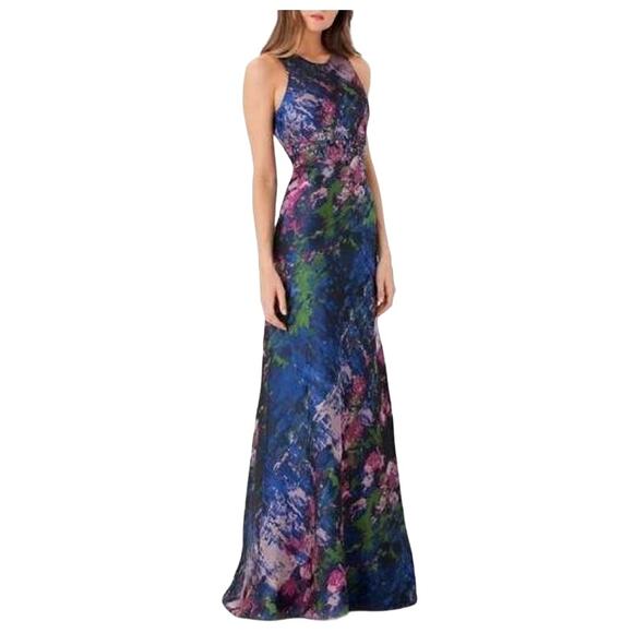 Carmen Marc Valvo Infusion Jacquard Tapestry Gown Abstract Print  Size 4 - Picture 1 of 13